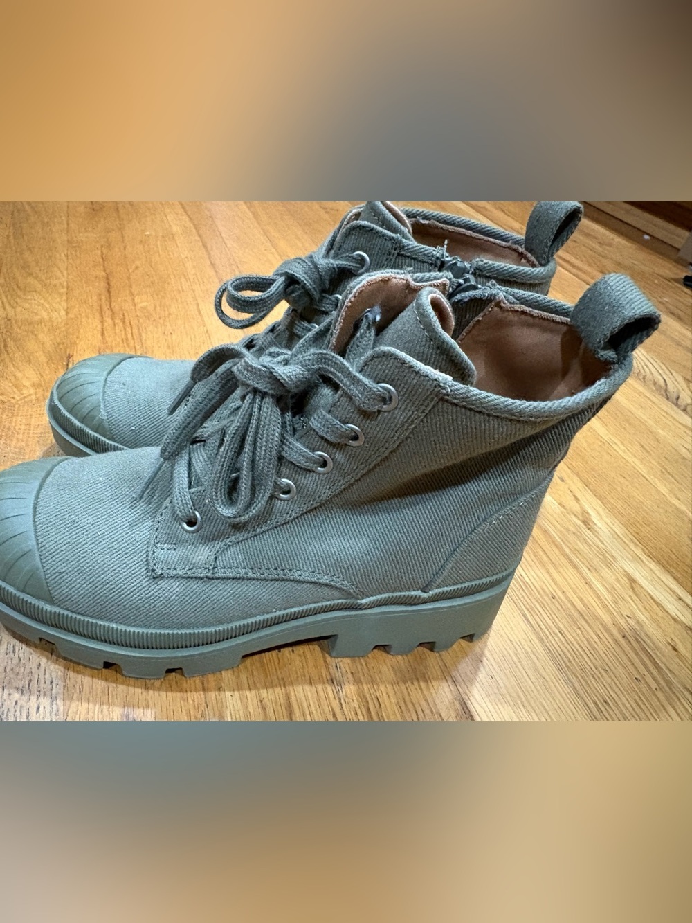 Universal Thread Olive Green Canvas Ankle Booties